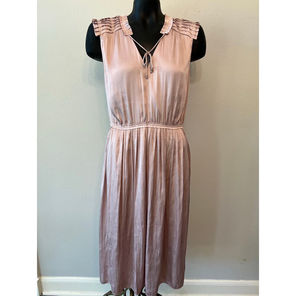 H&M Pale Pink Midi dress sz 10 sleeveless tie v-neck wedding Easter Spring fairy